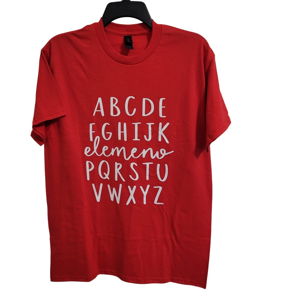 Gildan Red Alphabet Graphic Tee ABCDE ELEMENTO PQRS TUV XYZ Shirt Medium